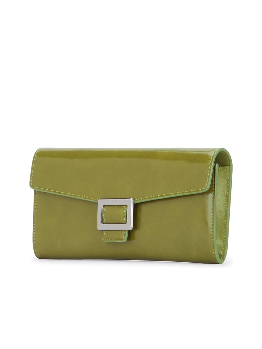 Roger Vivier Belle Vivier Wallet on Chain in Green Leather