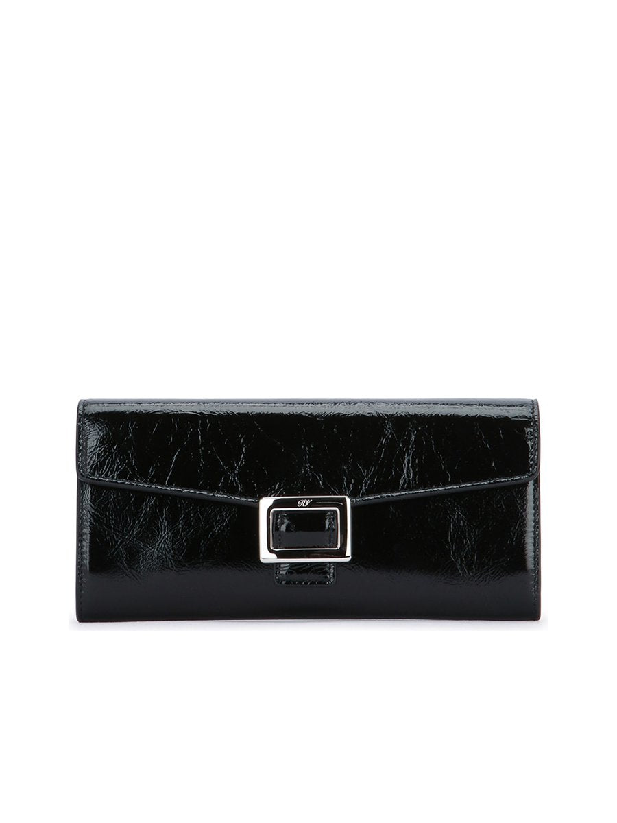 Roger Vivier Belle Vivier Wallet on Chain in Black Satin