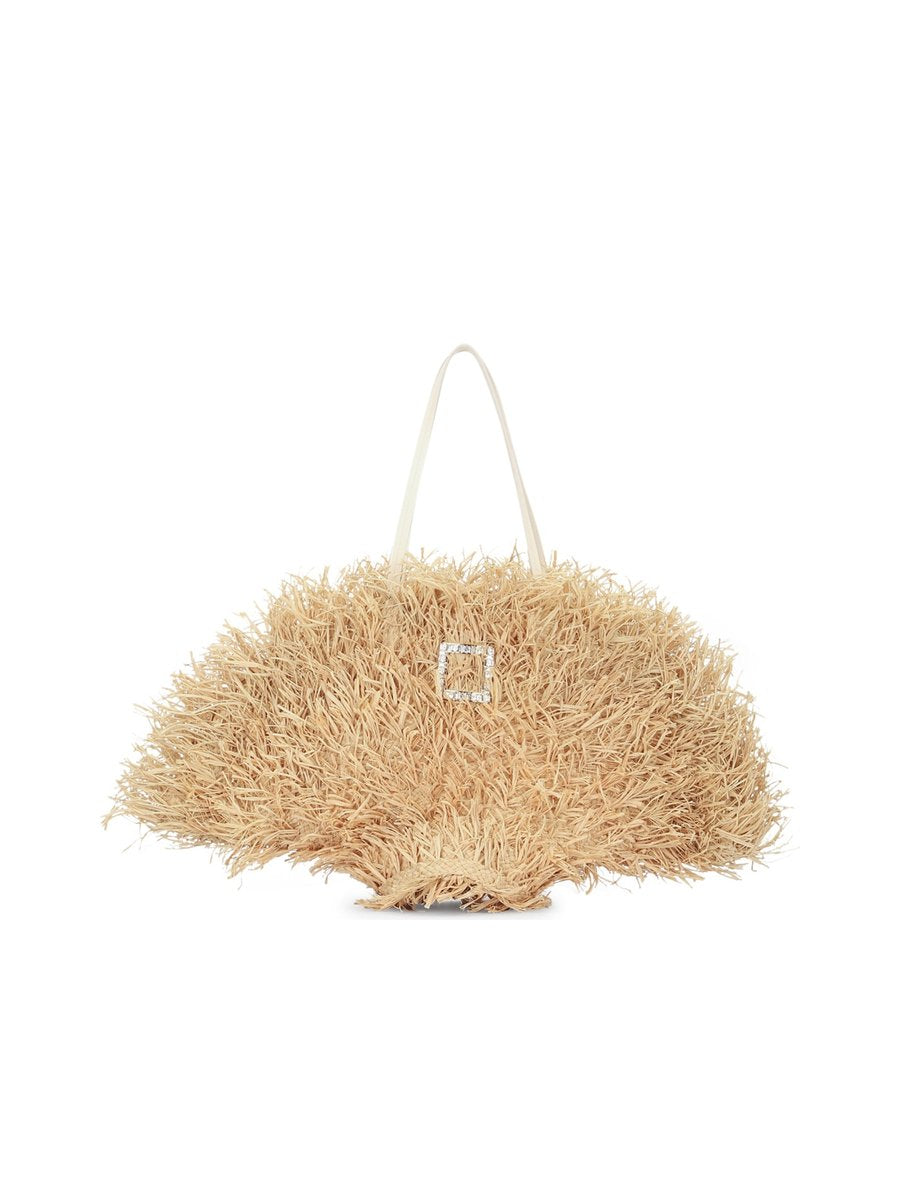 Roger Vivier Tres Vivier Large Shopping Bag in Raffia