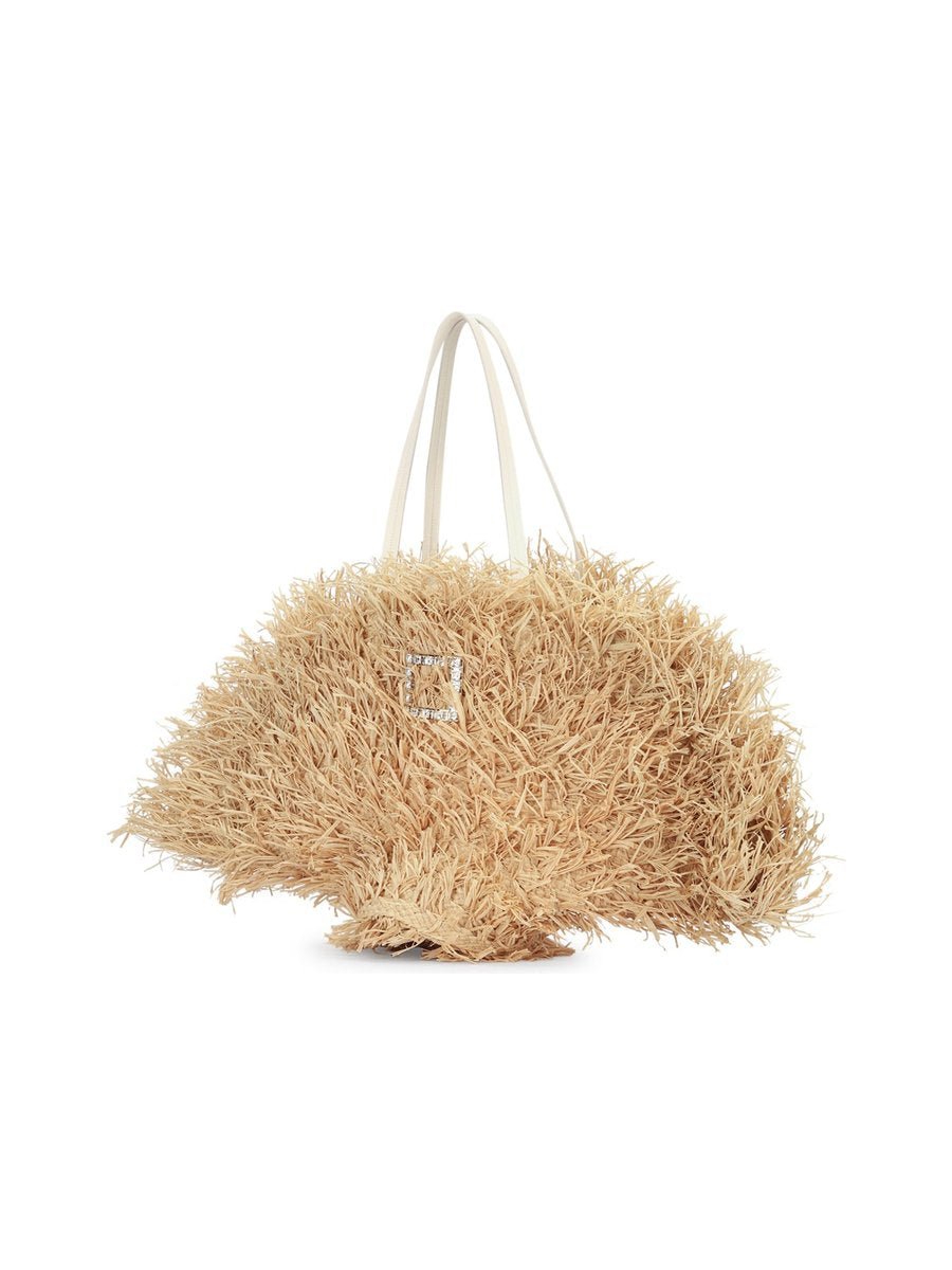 Roger Vivier Tres Vivier Large Shopping Bag in Raffia