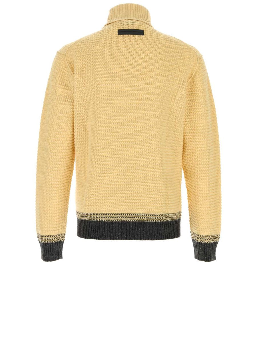Zegna Oasi Cashmere Jacquard Turtleneck in Yellow Cashmere