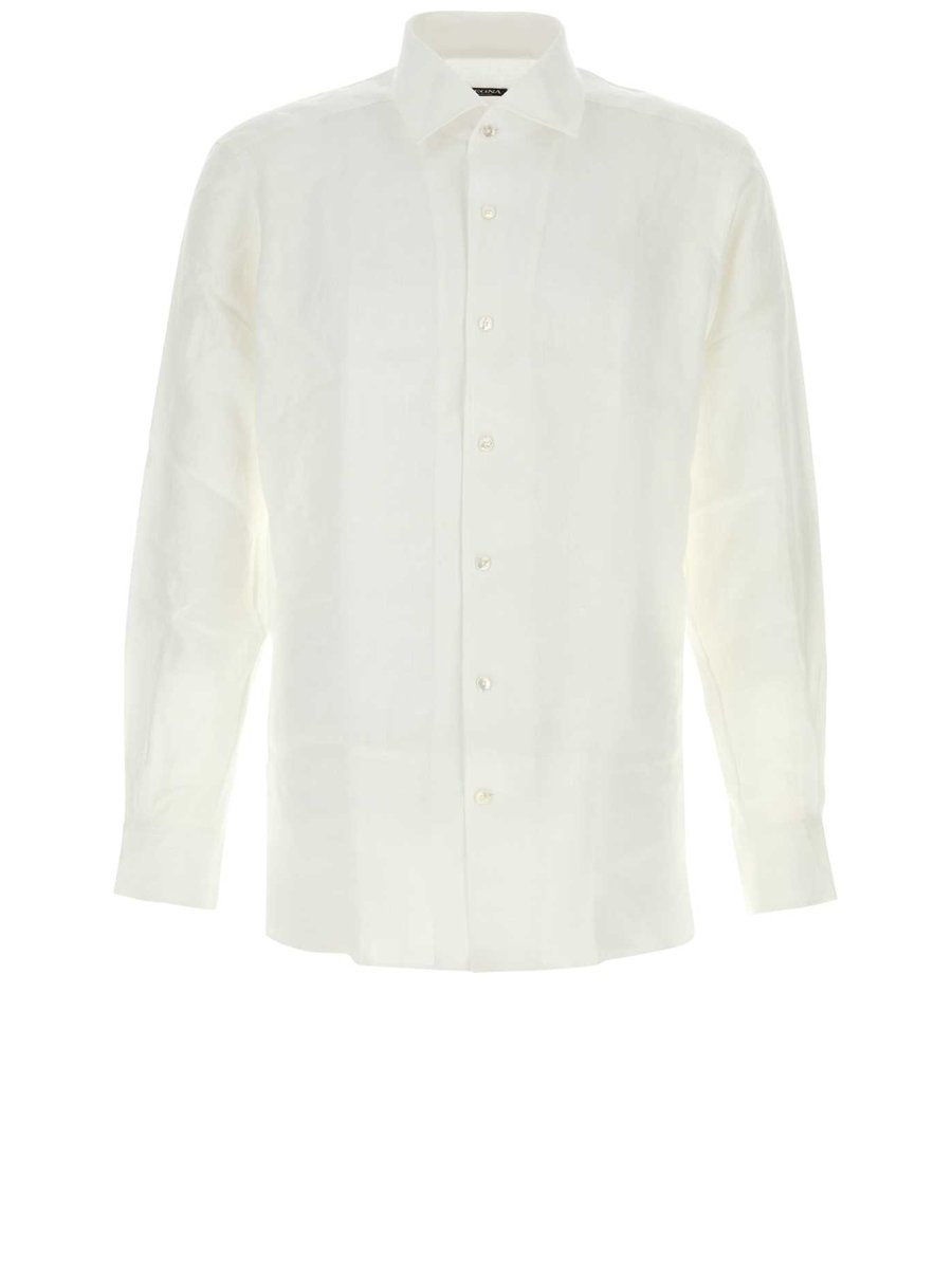 Zegna Oasi Lino Shirt in White Linen