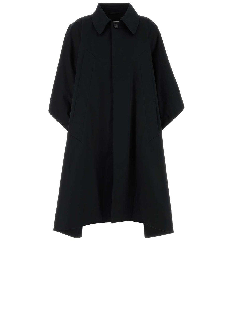 Mm6 Maison Margiela Trench Coat in Black Cotton