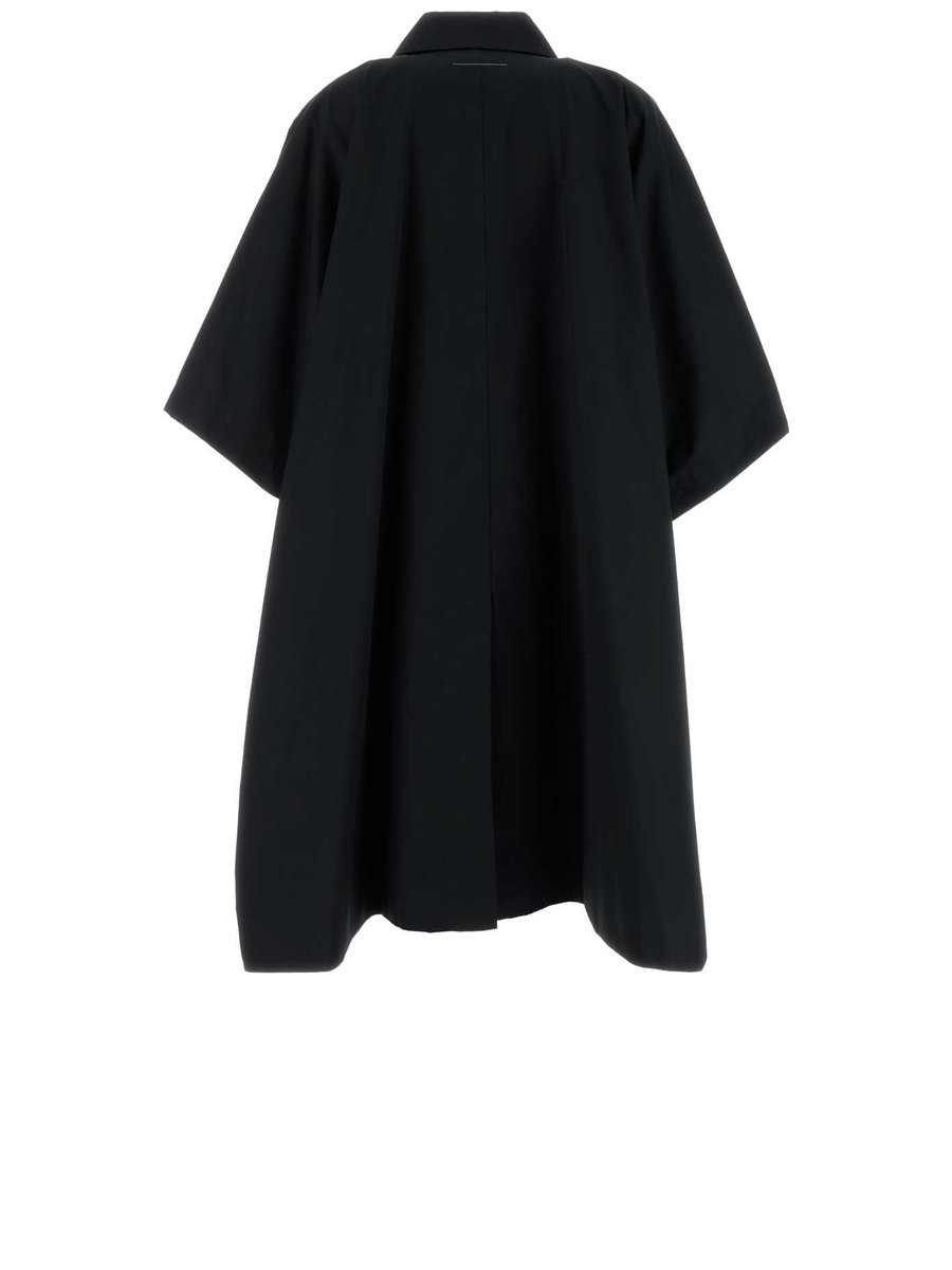 Mm6 Maison Margiela Trench Coat in Black Cotton