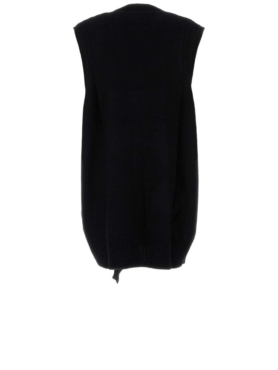 Mm6 Maison Margiela Mini Dress in Black Virgin Wool and Acrylic