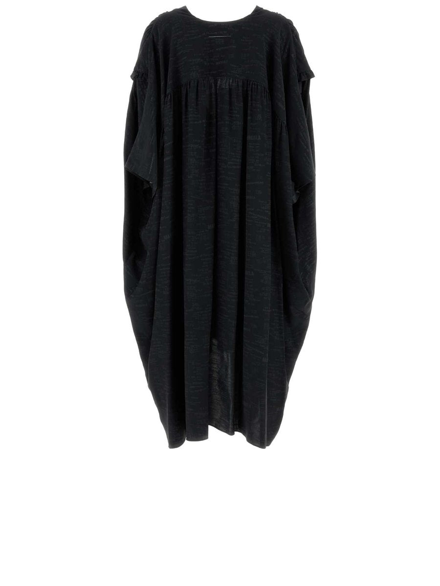 Mm6 Maison Margiela Midi Dress in Black Acetate and Viscose