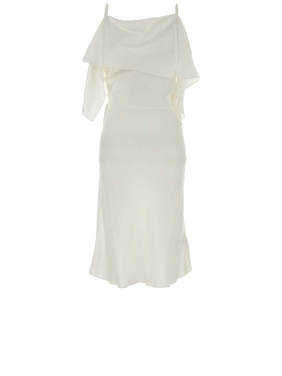 Mm6 Maison Margiela Midi Dress in White Acetate-Viscose
