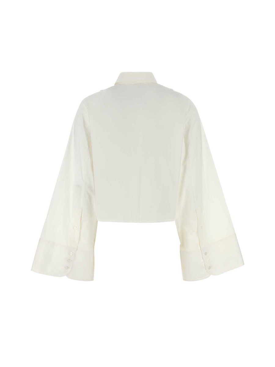 Mm6 Maison Margiela Long Sleeved Shirt in White Cotton