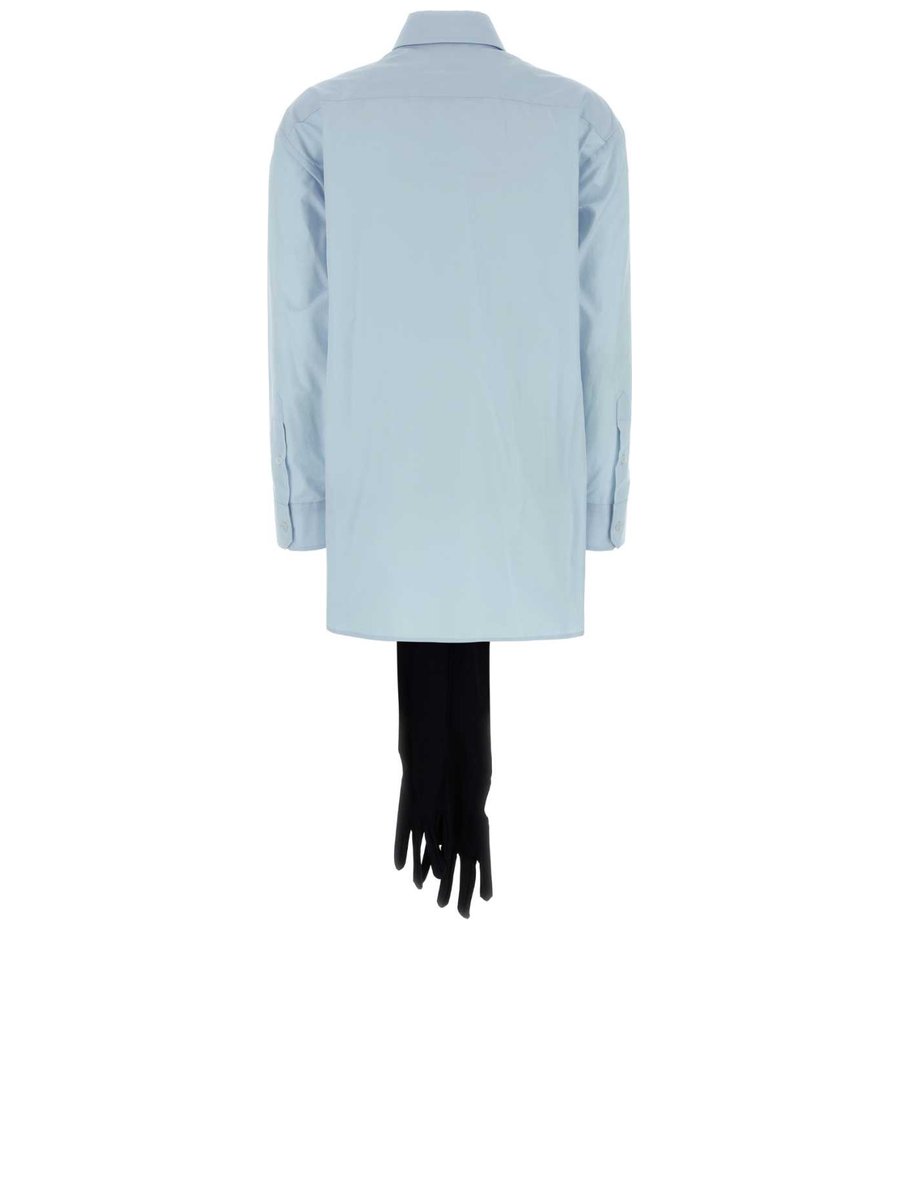 Mm6 Maison Margiela Long Sleeved Shirt in Light Blue Cotton
