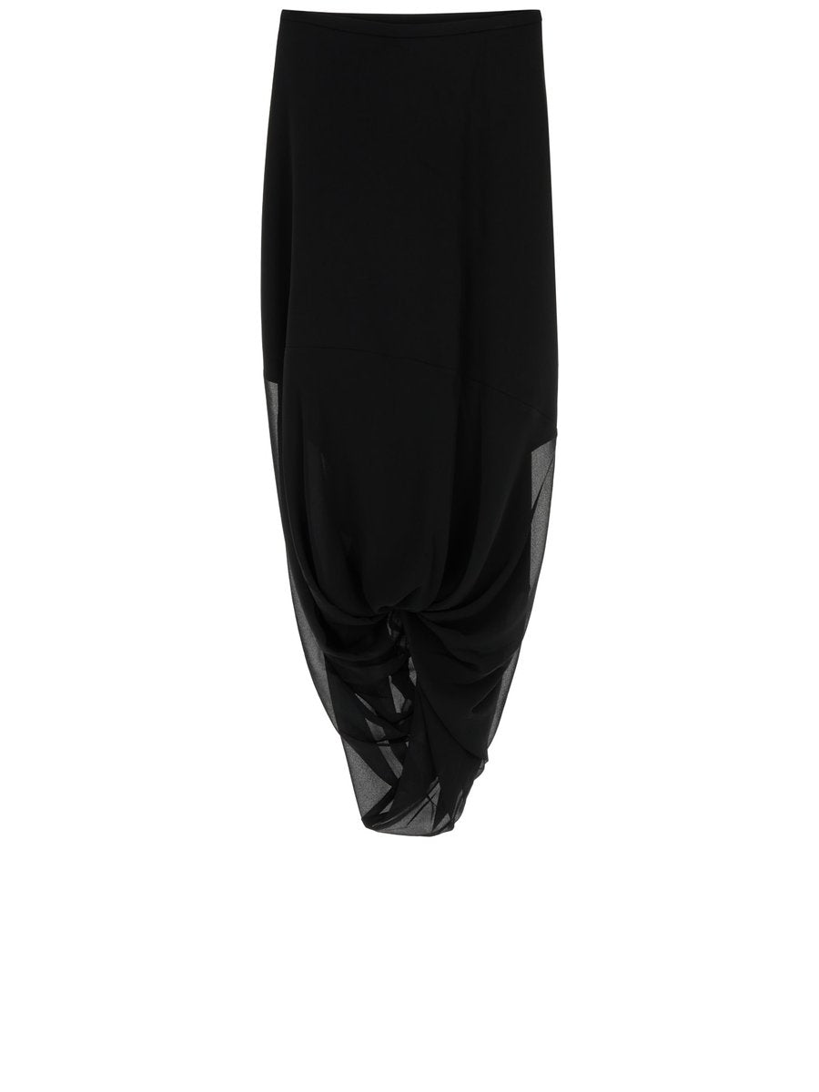 Mm6 Maison Margiela Midi Skirt in Black Polyester