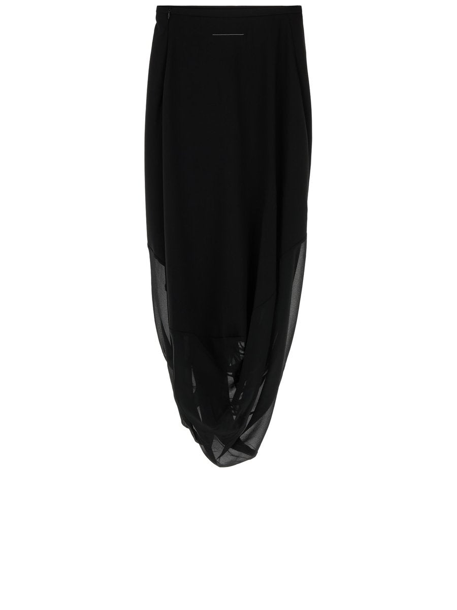 Mm6 Maison Margiela Midi Skirt in Black Polyester