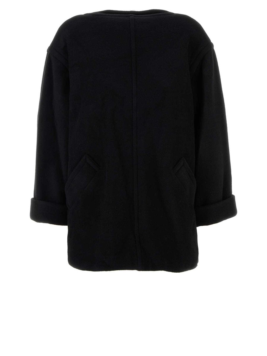 Mm6 Maison Margiela Long-Sleeved Top in Black Wool