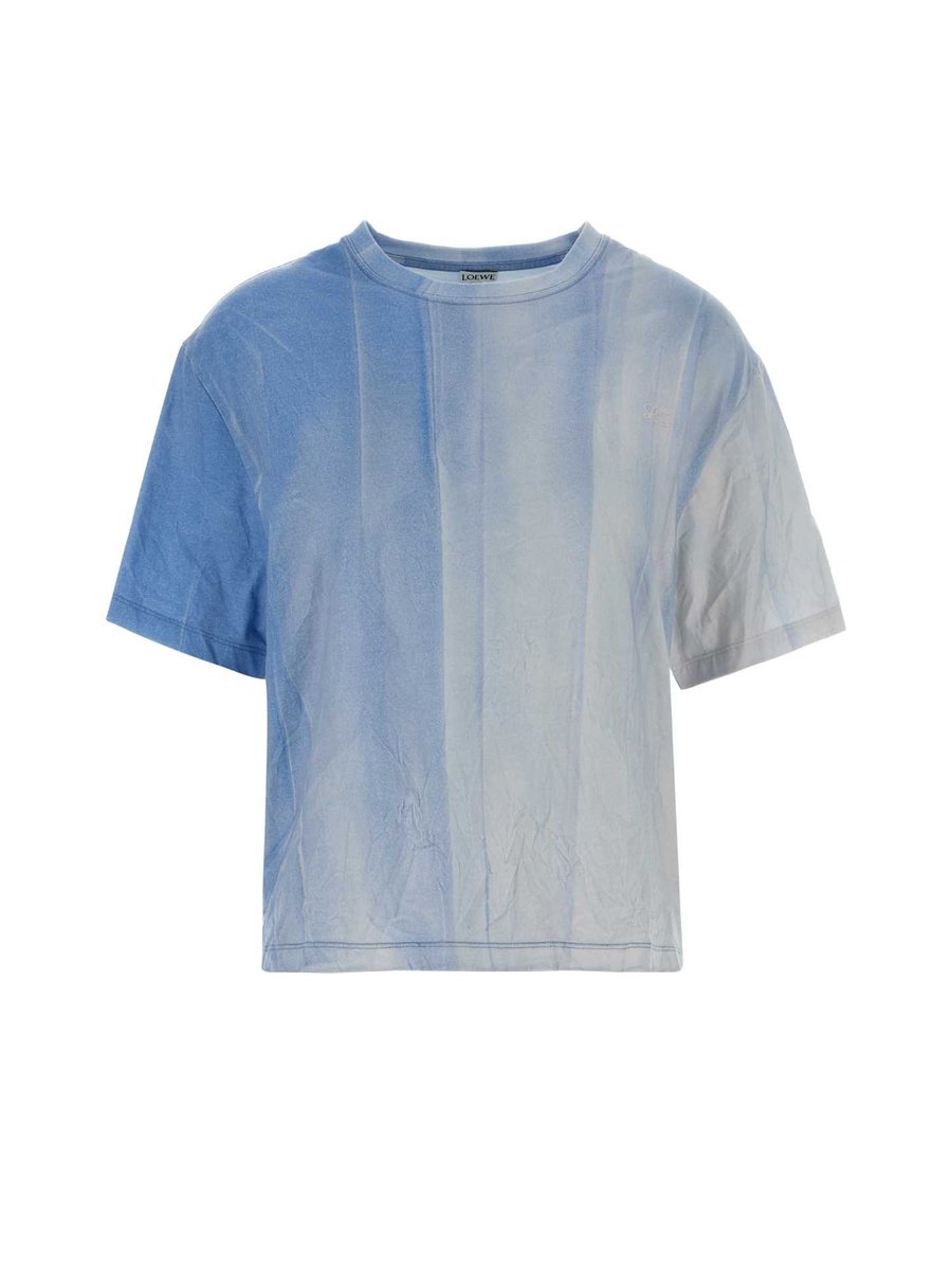 Loewe T-Shirt in Light Blue Polyester Cotton