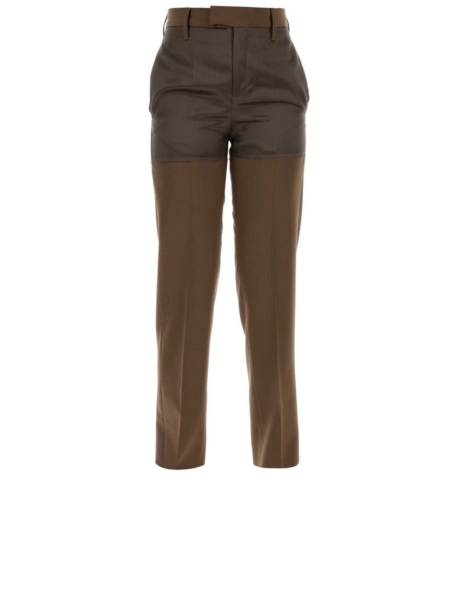 Mm6 Maison Margiela Pants in Brown Polyester and Virgin Wool