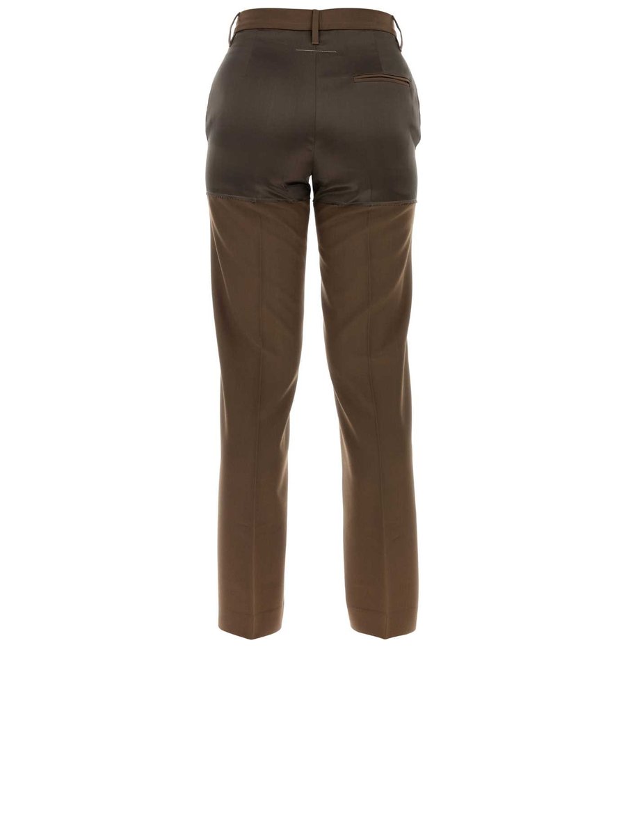 Mm6 Maison Margiela Pants in Brown Polyester and Virgin Wool