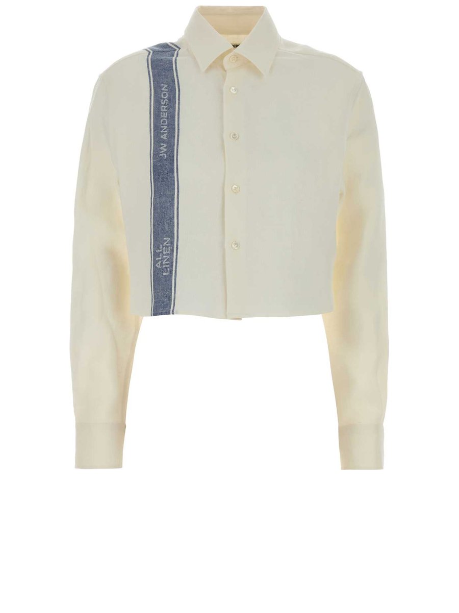 JW Anderson Cropped Shirt in White Linen