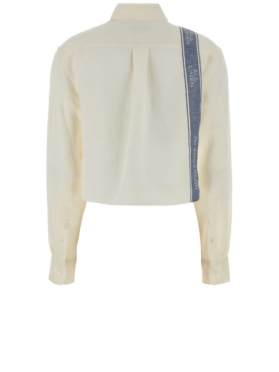 JW Anderson Cropped Shirt in White Linen