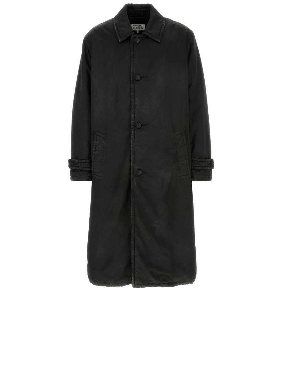 Mm6 Maison Margiela Coat in Black Cotton-Viscose