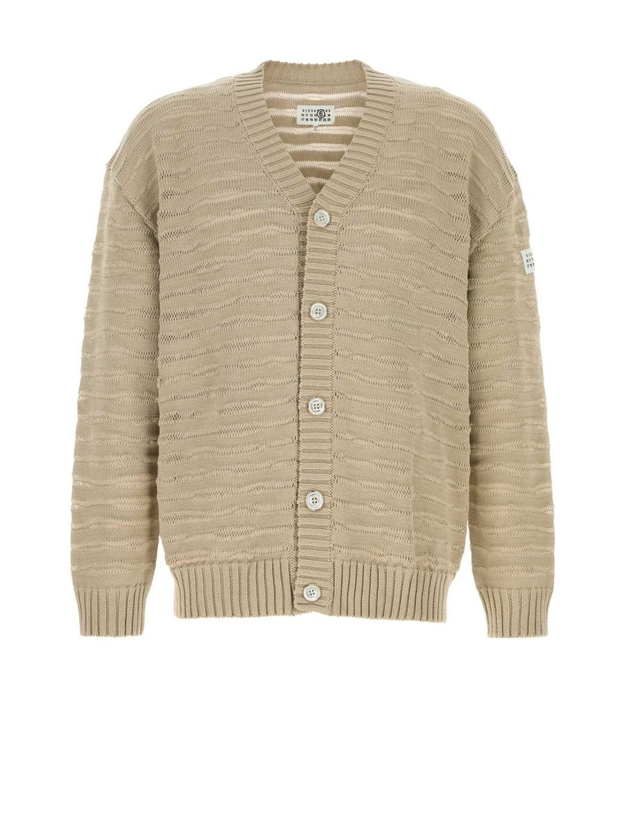 Mm6 Maison Margiela Cardigan in Beige Cotton
