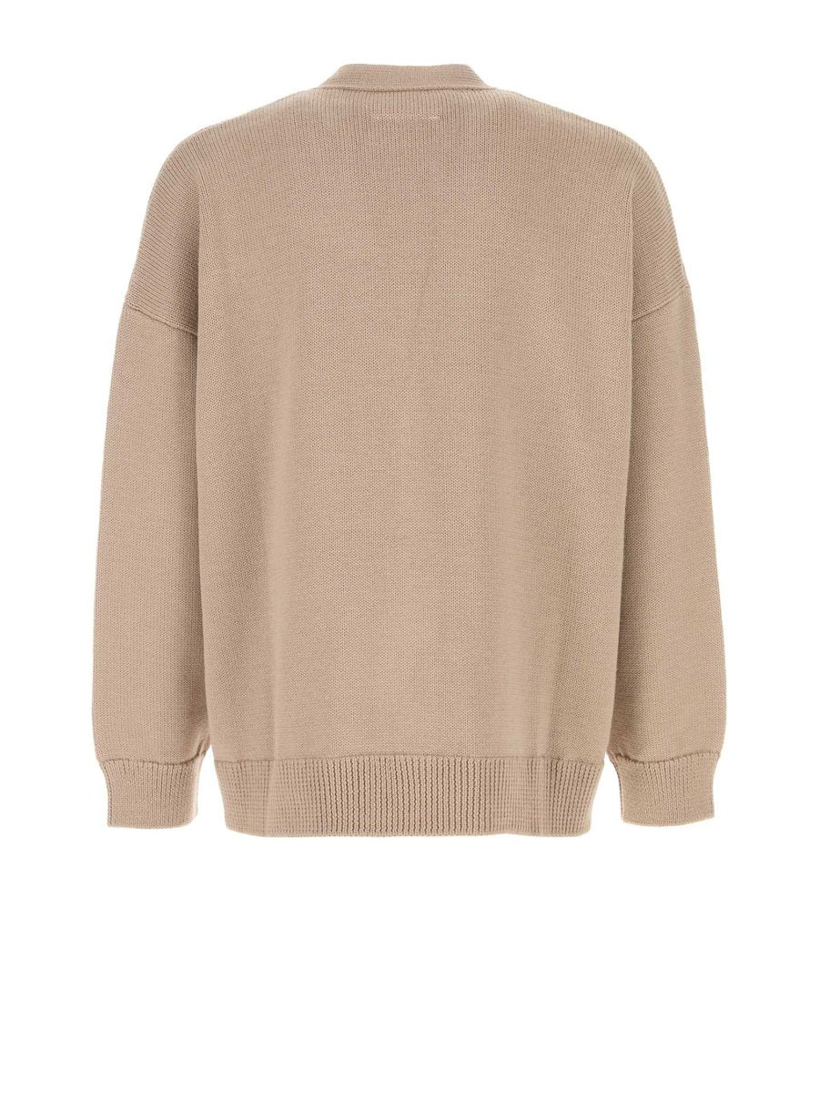 Mm6 Maison Margiela Cardigan in Beige Virgin Wool and Acrylic