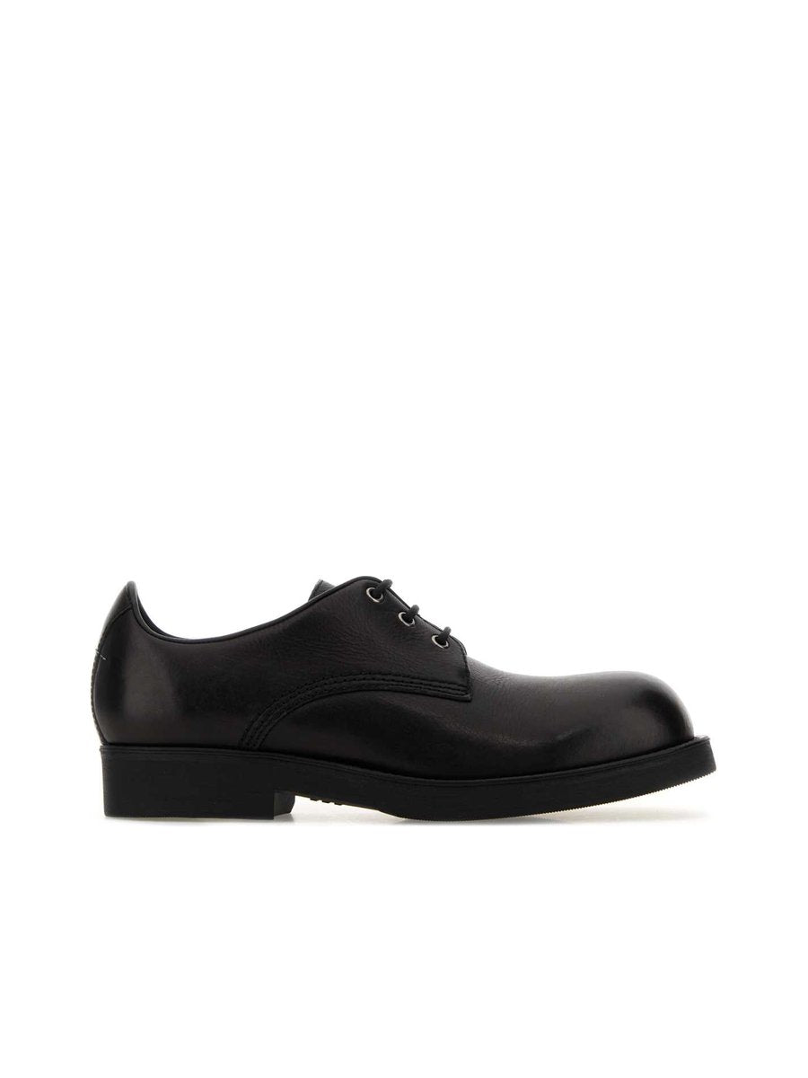 Mm6 Maison Margiela Derby Shoes in Black Cowhide Leather