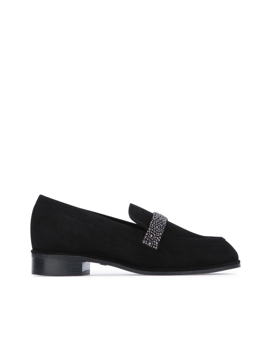Stuart Weitzman Loafers in Black Goat Leather