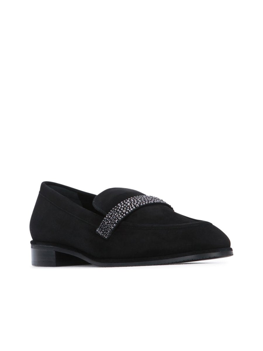 Stuart Weitzman Loafers in Black Goat Leather