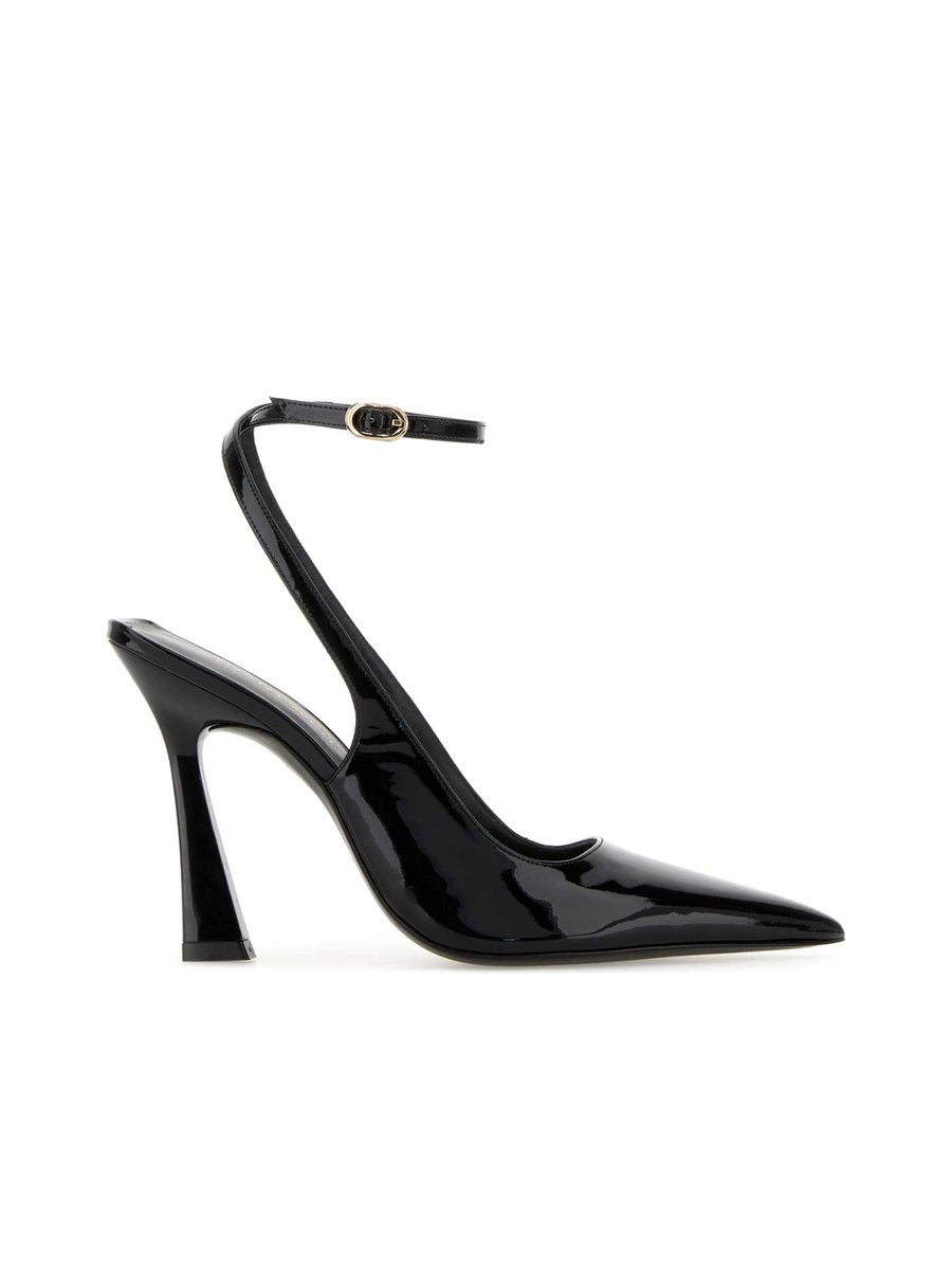 Stuart Weitzman Vinnie Strap Pump in Black Leather