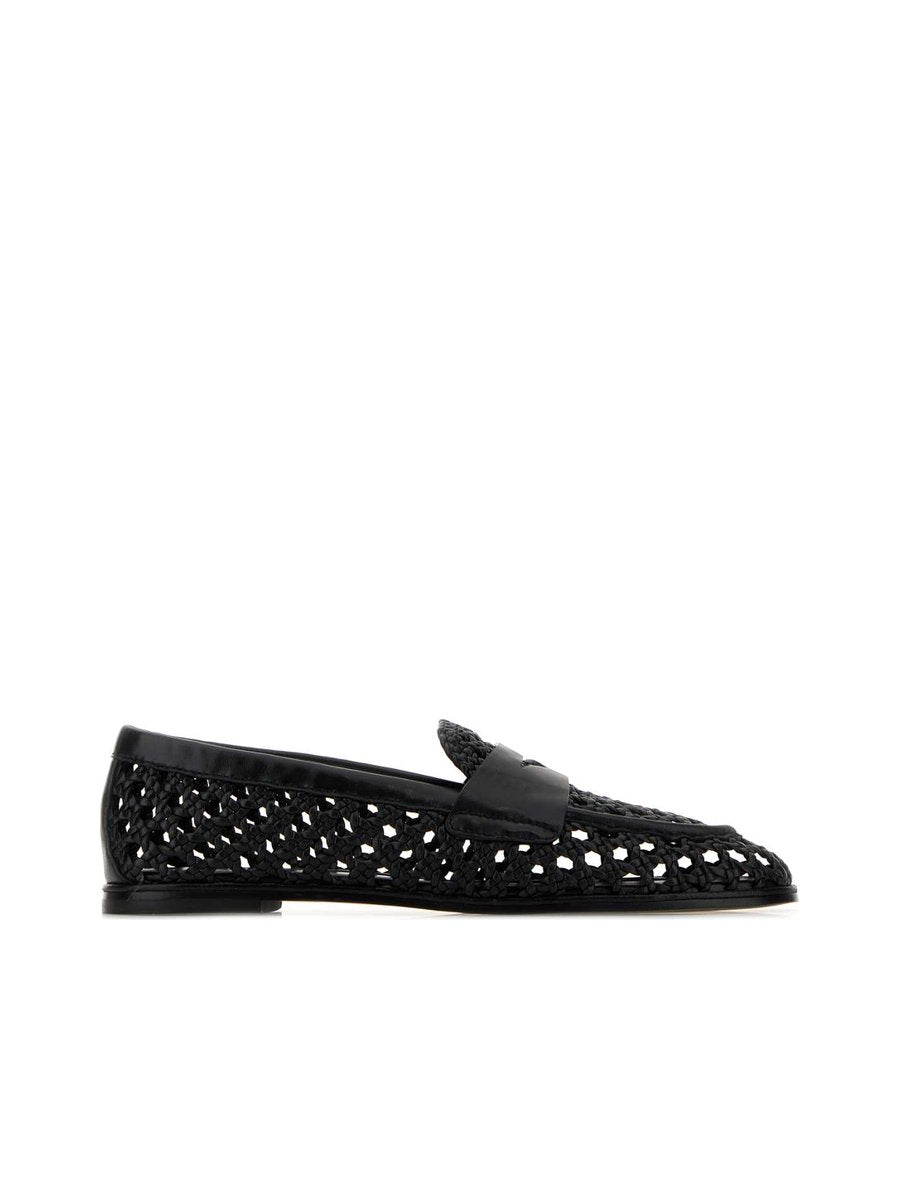 Stuart Weitzman Spencer Woven Loafer in Black Leather
