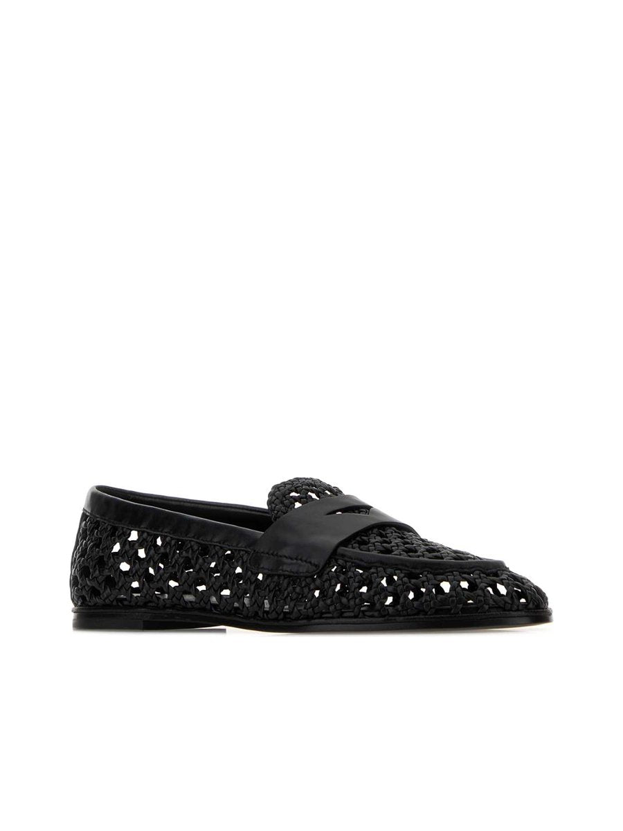 Stuart Weitzman Spencer Woven Loafer in Black Leather