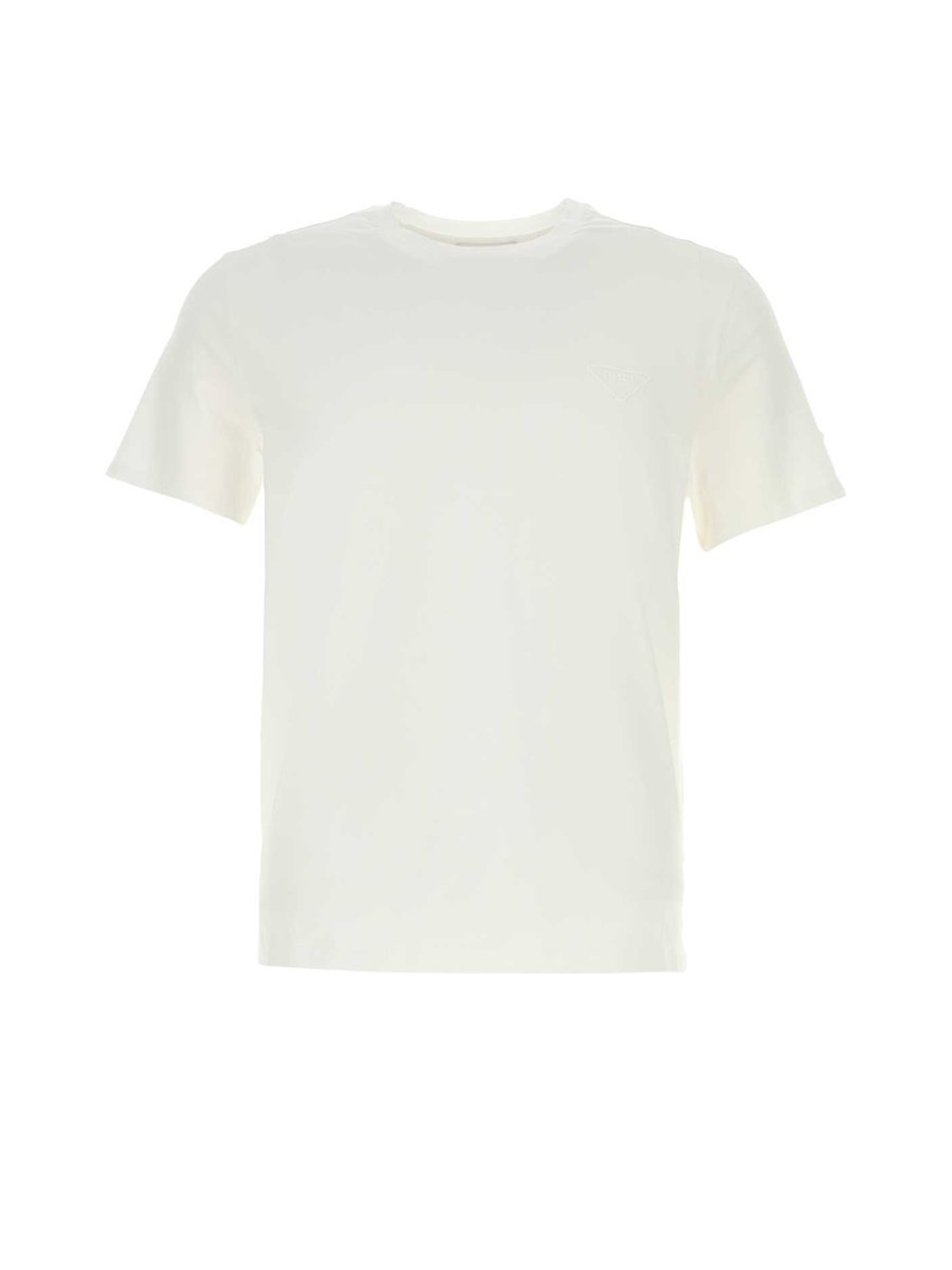 Prada Jersey T-Shirt in White Cotton Elastane