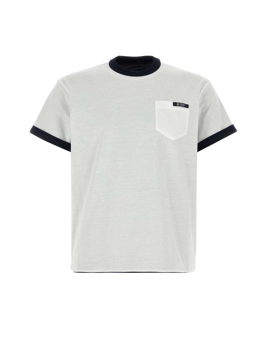 Prada Crewneck T-Shirt in White Cotton