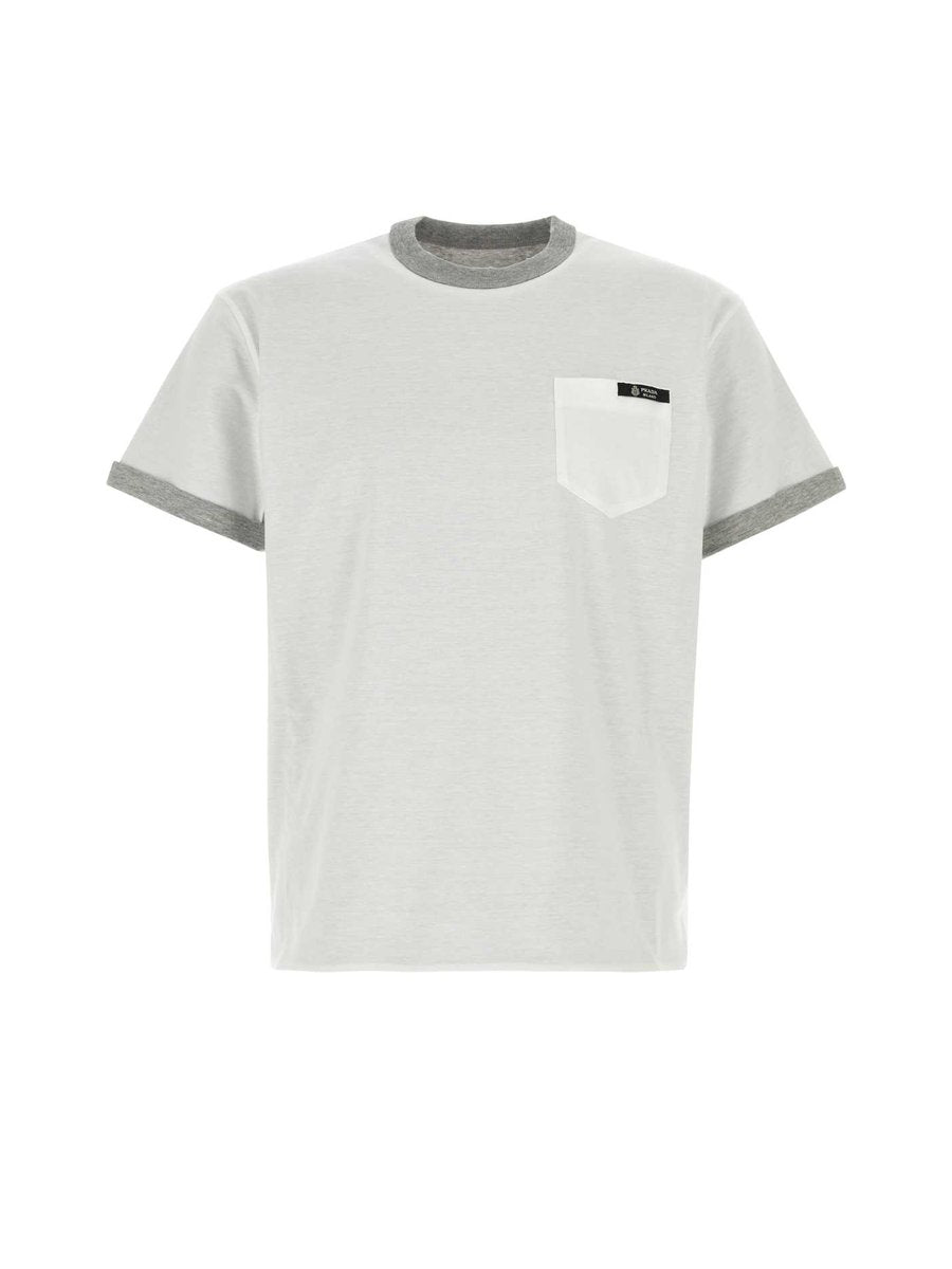Prada Crewneck T-Shirt in White Cotton