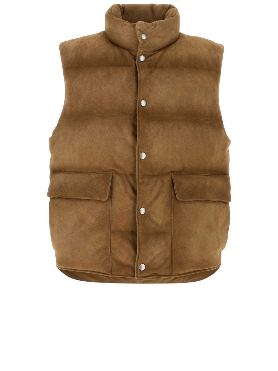 Prada Down Vest in Camel Lambskin
