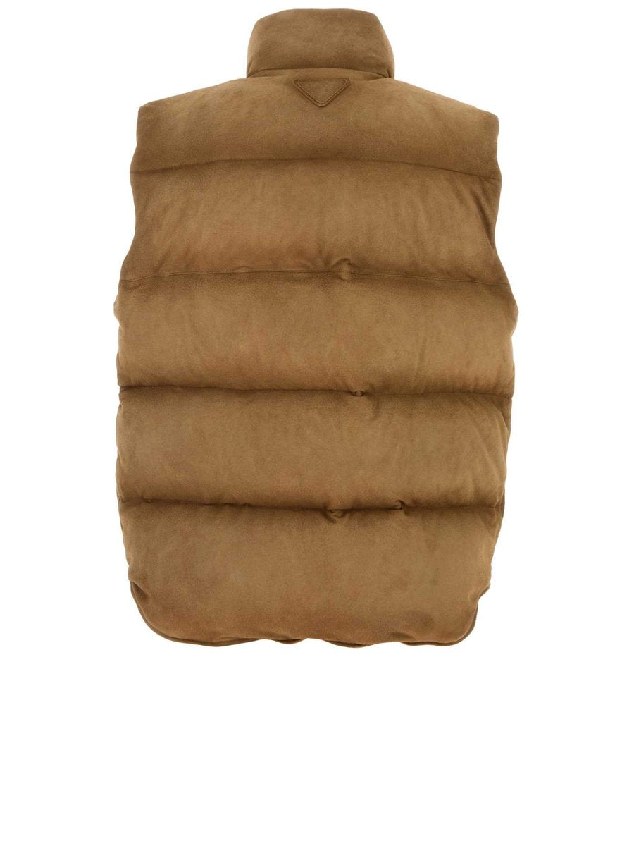 Prada Down Vest in Camel Lambskin