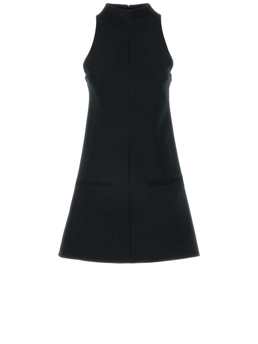 Courrèges Pocket Twill A-Line Dress in Black Polyester