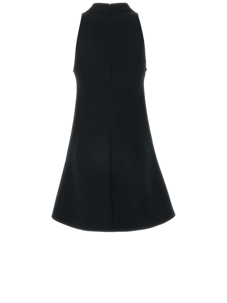 Courrèges Pocket Twill A-Line Dress in Black Polyester