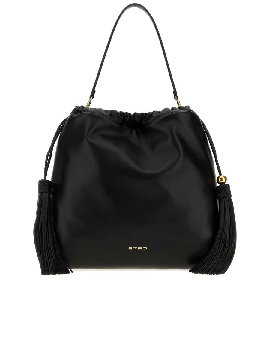 Etro Large Kalispera Leather Shoulder Bag with Tassels