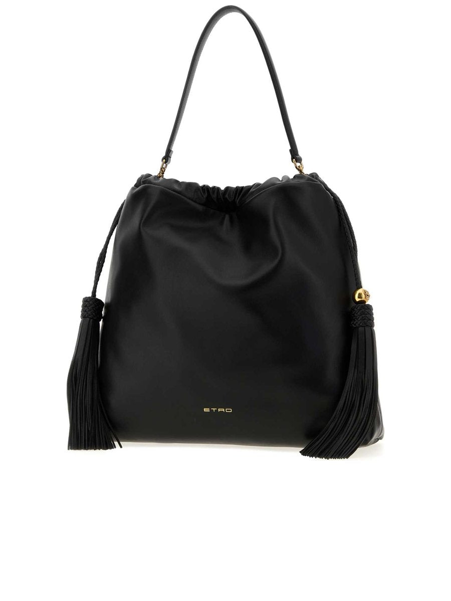 Etro Large Kalispera Leather Shoulder Bag with Tassels