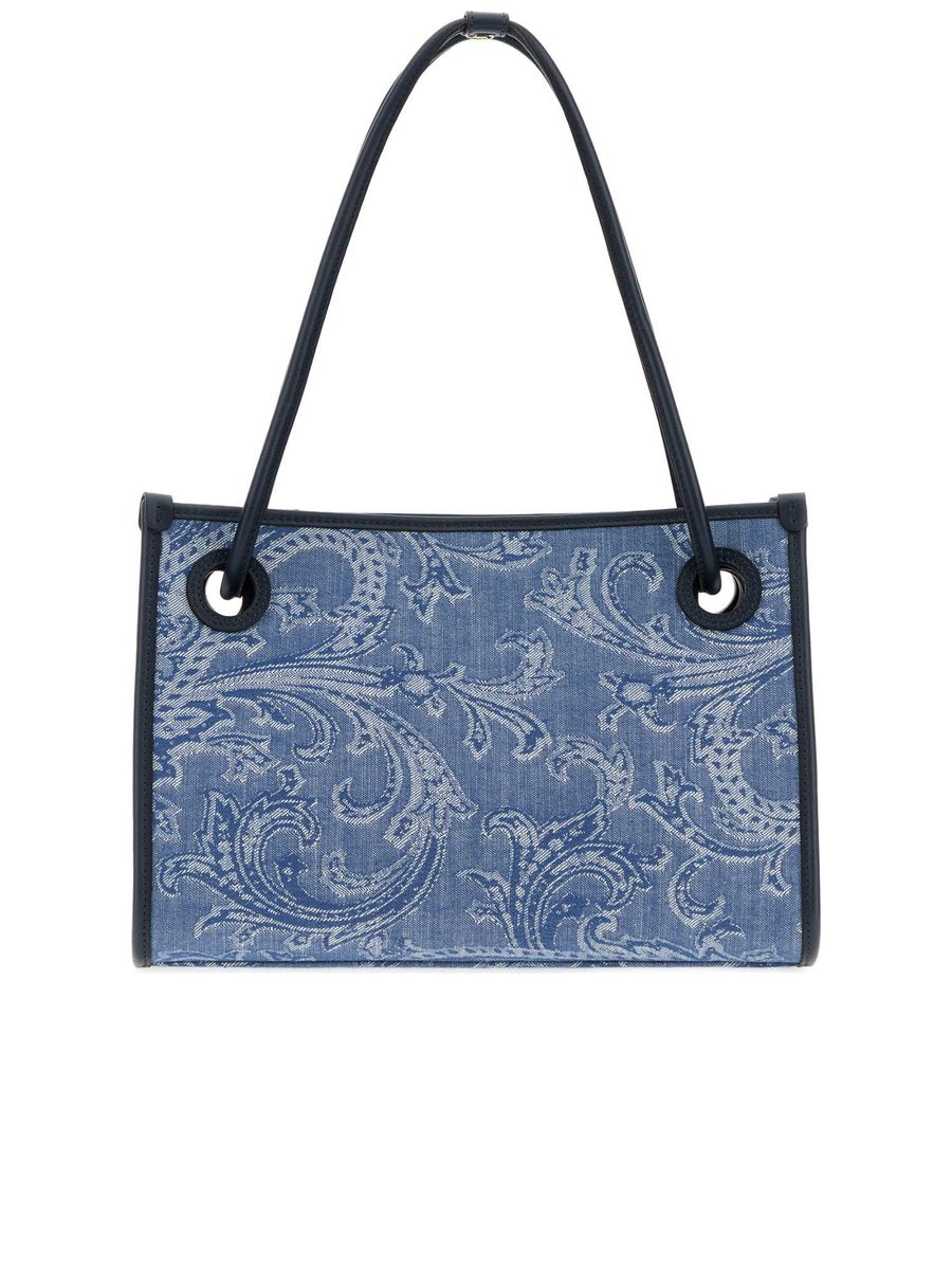 Etro Small Eyes Jacquard Denim Tote Bag