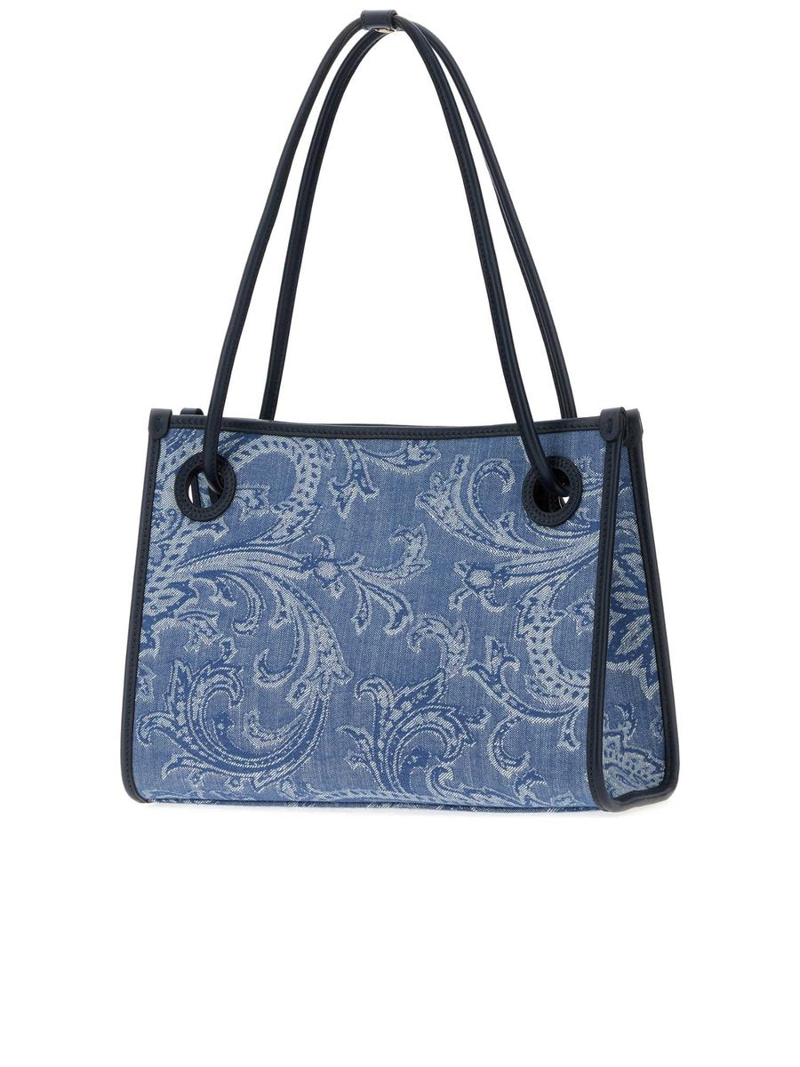 Etro Small Eyes Jacquard Denim Tote Bag