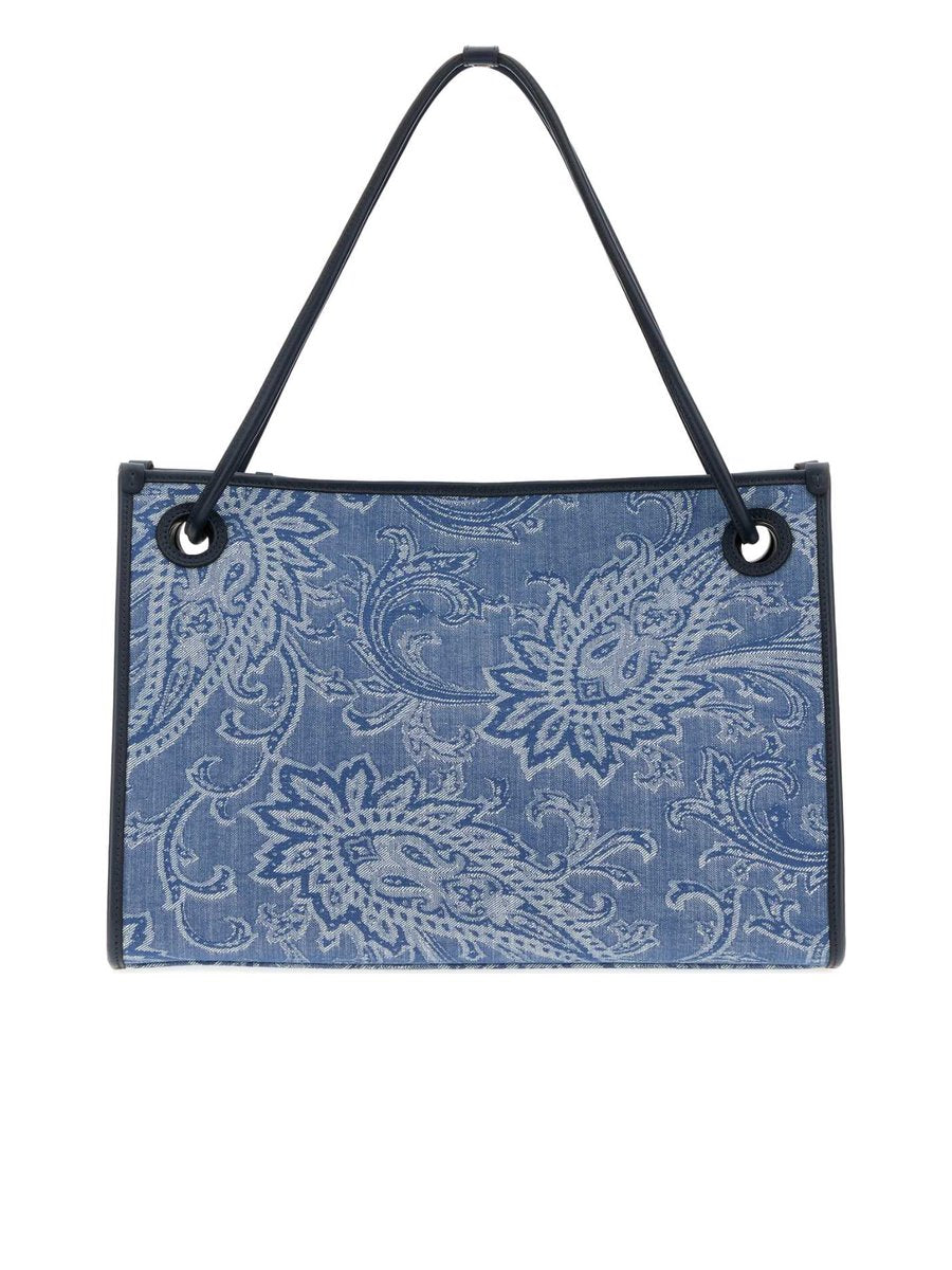 Etro Medium Eyes Jacquard Denim Tote Bag