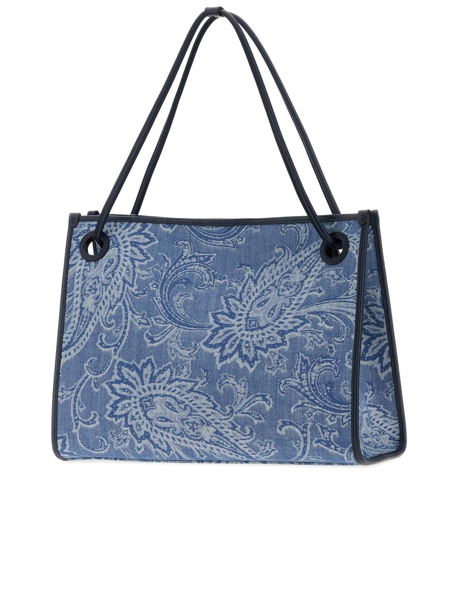 Etro Medium Eyes Jacquard Denim Tote Bag