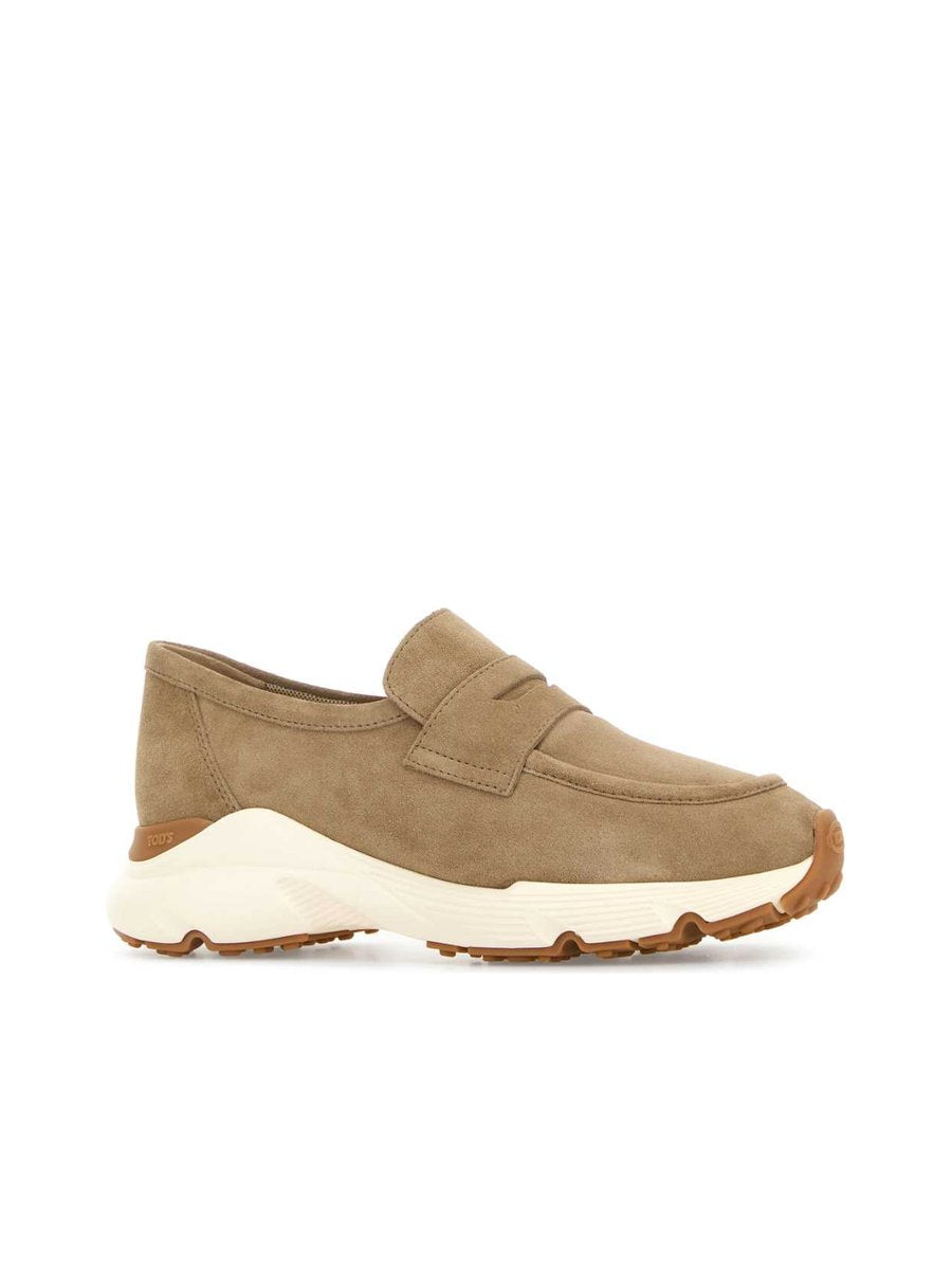 Tod's Sport Run C Moccasins in Grey Calfskin